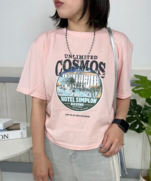CRB（シーアールビー）の「サイドドロストプリントクロップド丈半袖Tシャツ（Tシャツ/カットソー・レディース・グレー/オフホワイト/ピンク/チャコール・F）」の22枚目の写真