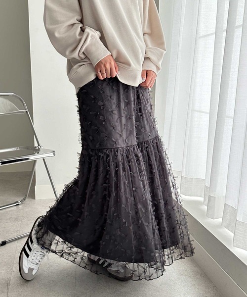 セール】リボンチュールフレアーロングスカート（スカート）｜GeeRA  