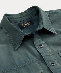 【RRL】Naturalカラー リネン ヘリンボーン ツイル ワークシャツ RRL】Naturalカラー リネン ヘリンボーン ツイル ワークシャツ