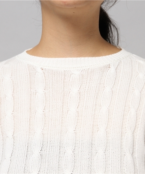 AZUL by moussy（アズールバイマウジー）の「ミリオンホットケーブルR/N長袖PO（ニット/セーター・レディース・オフホワイト/キャメル/トップグレー/ネイビー/ブラック・X-LARGE/SMALL/MEDIUM/LARGE）」の10枚目の写真