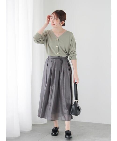 Te chichi TERRASSE（テチチテラス）の「【接触冷感】Vネックカーディガン（カーディガン/ボレロ・レディース・グレー/カーキ/ブラウン/ブラック・F）」の7枚目の写真