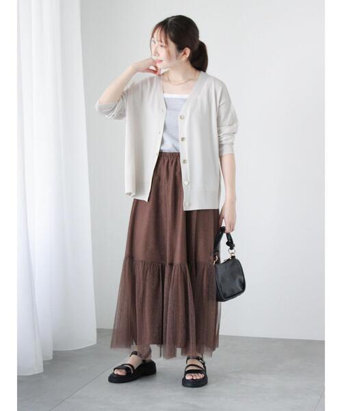 Te chichi TERRASSE（テチチテラス）の「【接触冷感】Vネックカーディガン（カーディガン/ボレロ・レディース・グレー/カーキ/ブラウン/ブラック・F）」の9枚目の写真