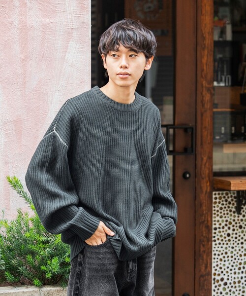 BEAMS HEART(ビームスハート)の「カタアゼ ビッグ クルーネック ニット【ユニセックス】(ニット/セーター・メンズ・ブルー系その他/オフホワイト/ダークグリーン/ブラック・SMALL/MEDIUM/LARGE)」の12枚目の写真