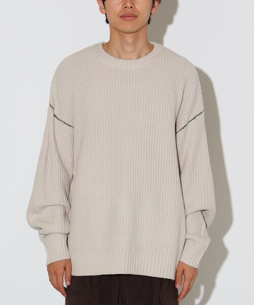 BEAMS HEART(ビームスハート)の「カタアゼ ビッグ クルーネック ニット【ユニセックス】(ニット/セーター・メンズ・ブルー系その他/オフホワイト/ダークグリーン/ブラック・SMALL/MEDIUM/LARGE)」の22枚目の写真
