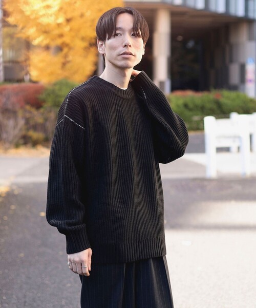 断捨離中‼️BEAMS GOLF 黒 ニットセーター L BEAMS GOLF（ビームス ゴルフ）ORANGE LABEL / リス総柄 プルオーバー