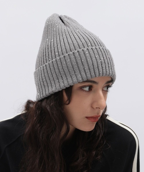 LAKOLE(ラコレ)の「スパンコールニットワッチ / 135577(ニットキャップ/ビーニー・レディース・オフホワイト/グレー/ブラック/ライトグリーン・FREE)」の4枚目の写真