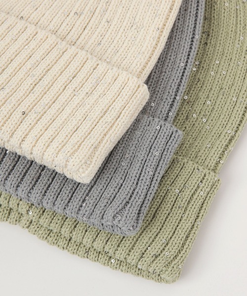 LAKOLE(ラコレ)の「スパンコールニットワッチ / 135577(ニットキャップ/ビーニー・レディース・オフホワイト/グレー/ブラック/ライトグリーン・FREE)」の13枚目の写真