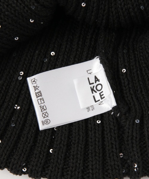 LAKOLE(ラコレ)の「スパンコールニットワッチ / 135577(ニットキャップ/ビーニー・レディース・オフホワイト/グレー/ブラック/ライトグリーン・FREE)」の12枚目の写真