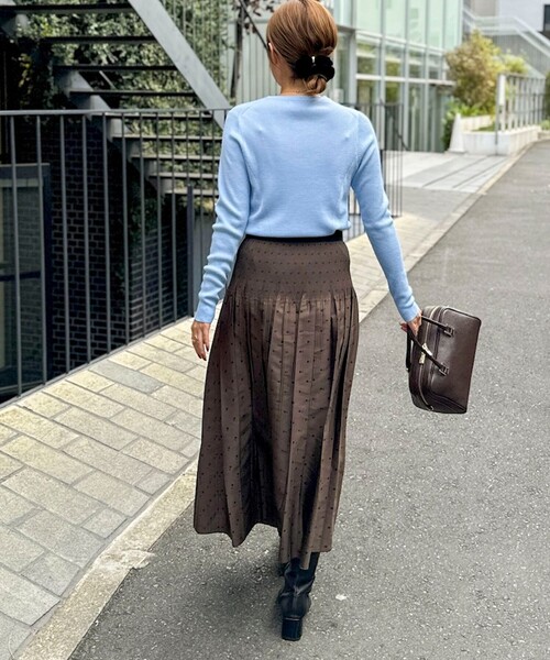 NOLLEY’S（ノーリーズ）の「シャーリングドットジャガードリバーシブルスカート（スカート・レディース・ブラック系その他/ブラウン系その他・1/2）」の10枚目の写真