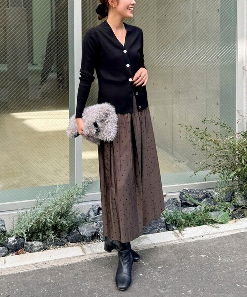 NOLLEY’S（ノーリーズ）の「シャーリングドットジャガードリバーシブルスカート（スカート・レディース・ブラック系その他/ブラウン系その他・1/2）」の11枚目の写真