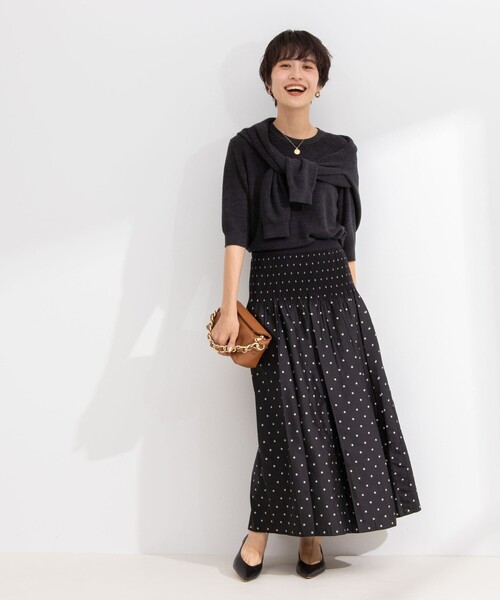 NOLLEY’S（ノーリーズ）の「シャーリングドットジャガードリバーシブルスカート（スカート・レディース・ブラック系その他/ブラウン系その他・1/2）」の13枚目の写真