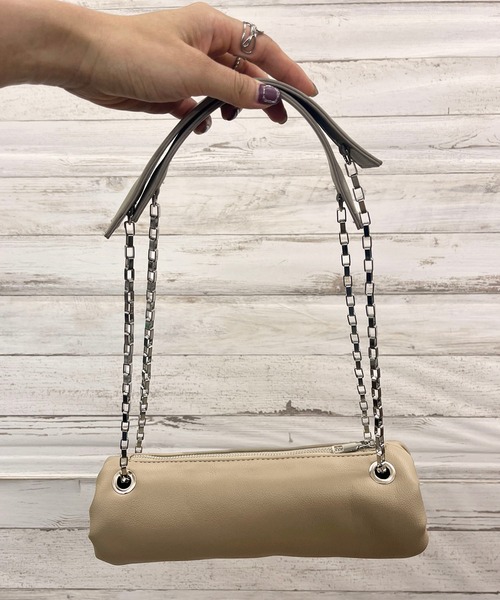Jewelobe(ジュエローブ)の「シンセティックレザーシリンダーバッグ(ショルダーバッグ・レディース・ホワイト/ベージュ/ブラック/ブルー・FREE)」の22枚目の写真