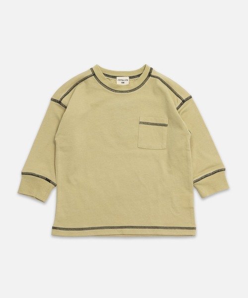 JAM & LINK(ジャムアンドリンク)の「配色ステッチ 無地長袖Tシャツ(Tシャツ/カットソー・キッズ・ネイビー/ホワイト/ライトグリーン/ワインレッド/ブラック/サックスブルー・100cm/110cm/120cm/130cm/140cm/150cm/160cm)」の17枚目の写真
