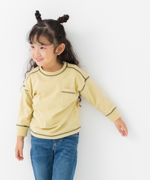 JAM & LINK(ジャムアンドリンク)の「配色ステッチ 無地長袖Tシャツ(Tシャツ/カットソー・キッズ・ネイビー/ホワイト/ライトグリーン/ワインレッド/ブラック/サックスブルー・100cm/110cm/120cm/130cm/140cm/150cm/160cm)」の11枚目の写真