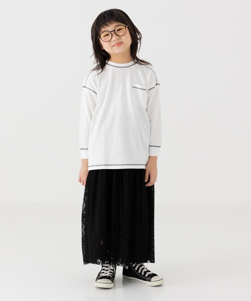 JAM & LINK(ジャムアンドリンク)の「配色ステッチ 無地長袖Tシャツ(Tシャツ/カットソー・キッズ・ネイビー/ホワイト/ライトグリーン/ワインレッド/ブラック/サックスブルー・100cm/110cm/120cm/130cm/140cm/150cm/160cm)」の12枚目の写真