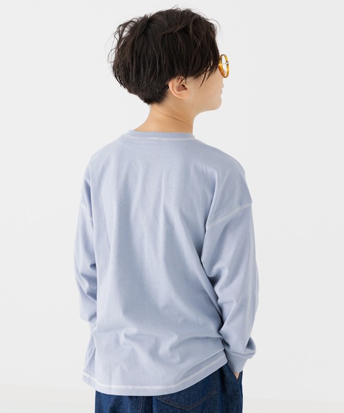 JAM & LINK(ジャムアンドリンク)の「配色ステッチ 無地長袖Tシャツ(Tシャツ/カットソー・キッズ・ネイビー/ホワイト/ライトグリーン/ワインレッド/ブラック/サックスブルー・100cm/110cm/120cm/130cm/140cm/150cm/160cm)」の16枚目の写真