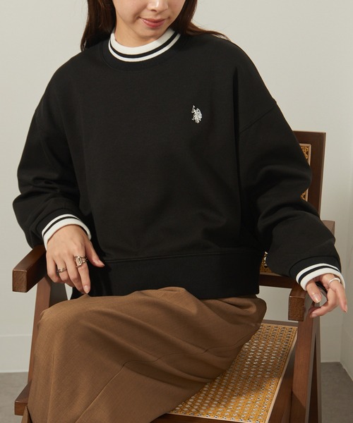 U.S. POLO ASSN.(ユーエスポロアッスン)の「【U.S. POLO ASSN.】ダブルフェイス クラシカルモックネックショート丈スウェット(スウェット・レディース・ネイビー/ホワイト/グリーン/ブラック/ワイン/グレー・S/M)」の11枚目の写真