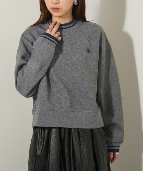 U.S. POLO ASSN.(ユーエスポロアッスン)の「【U.S. POLO ASSN.】ダブルフェイス クラシカルモックネックショート丈スウェット(スウェット・レディース・ネイビー/ホワイト/グリーン/ブラック/ワイン/グレー・S/M)」の7枚目の写真