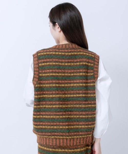 LOSUCA（ロスカ）の「マルチカラーボーダーニットベスト セットアップ可 (#84856026) / ナチュラル フレンチ 大人カジュアル レトロ ヴィンテージ シティガール（ニット/セーター・レディース・オフホワイト/ネイビー/カーキ・FREE）」の20枚目の写真