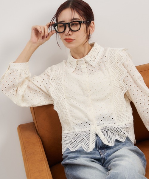 ブラウス シャツ パッチワークレースブラウス レディース パッチワークレースブラウス（シャツ/ブラウス）｜Auntie Rosa