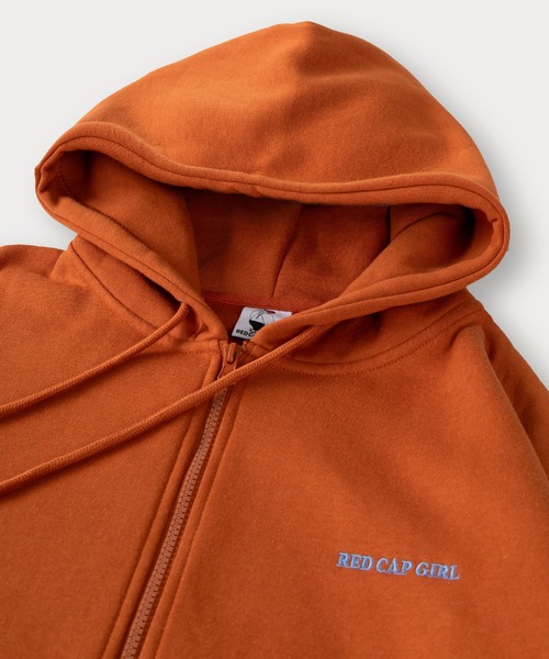 Red Cap Girl（レッドキャプガール）の「【0】【Red Cap Girl／レッドキャップガール】ワンポイント刺繍 サテン ガールデザイン フルジップフーディー オーバーサイズ ユニセックス 裏起毛 推し活（パーカー・メンズ・アッシュグレー/オレンジ/グリーン/ホワイト/ブラック・L/M）」の9枚目の写真