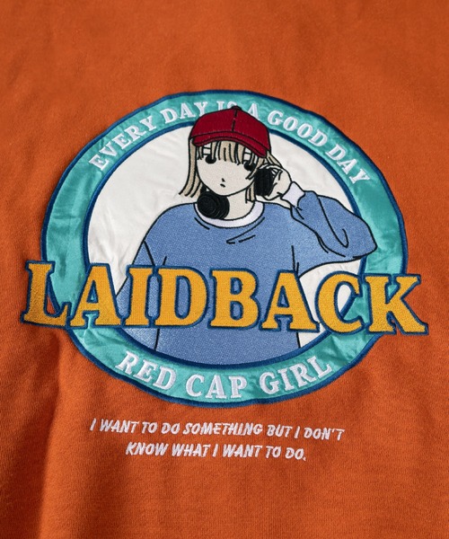 Red Cap Girl（レッドキャプガール）の「【0】【Red Cap Girl／レッドキャップガール】ワンポイント刺繍 サテン ガールデザイン フルジップフーディー オーバーサイズ ユニセックス 裏起毛 推し活（パーカー・メンズ・アッシュグレー/オレンジ/グリーン/ホワイト/ブラック・L/M）」の16枚目の写真