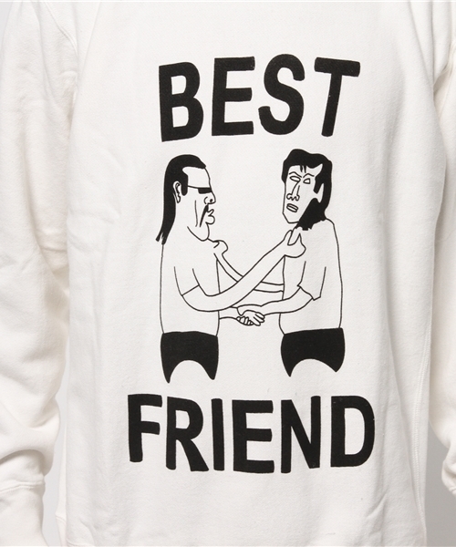 ALDIES（アールディーズ）の「Best Friend Trainer ベストフレンド イラストトレーナー（スウェット・メンズ・アイボリー/ブラック/グレー/グリーン・SMALL/LARGE/MEDIUM/X-LARGE）」の9枚目の写真