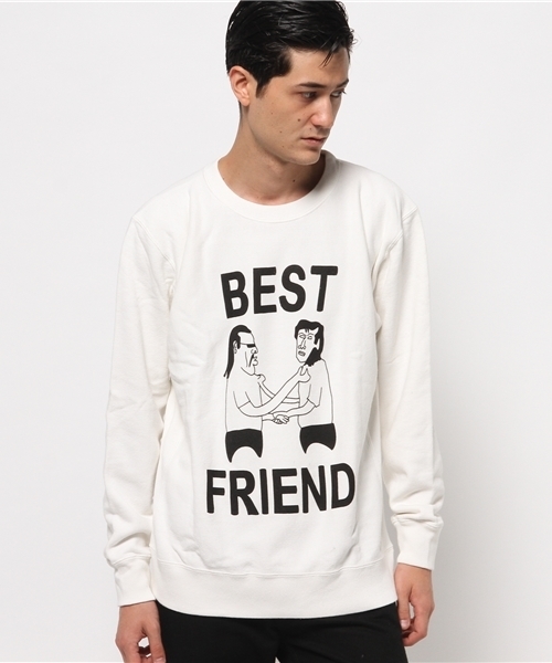 ALDIES（アールディーズ）の「Best Friend Trainer ベストフレンド イラストトレーナー（スウェット・メンズ・アイボリー/ブラック/グレー/グリーン・SMALL/LARGE/MEDIUM/X-LARGE）」の11枚目の写真