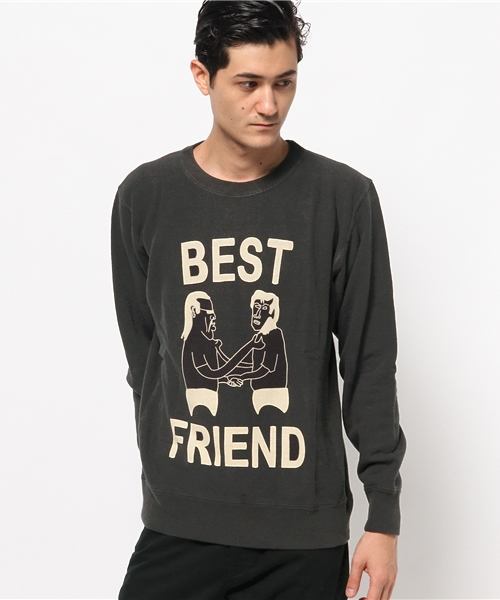 ALDIES（アールディーズ）の「Best Friend Trainer ベストフレンド イラストトレーナー（スウェット・メンズ・アイボリー/ブラック/グレー/グリーン・SMALL/LARGE/MEDIUM/X-LARGE）」の12枚目の写真