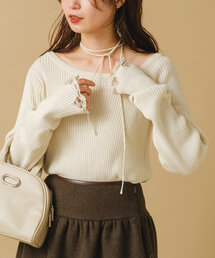 Kastane | 【6色展開/紐アレンジ】ダメージリブニットプルオーバー(ニット/セーター)