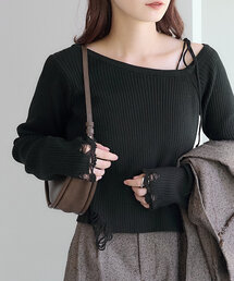 Kastane | 【5色展開/紐アレンジ】ダメージリブニットプルオーバー(ニット/セーター)