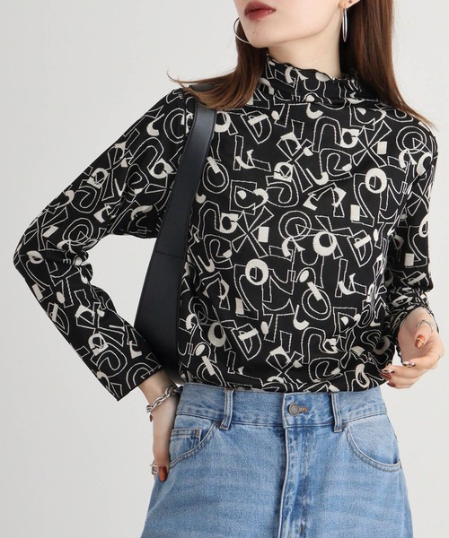 tシャツ BRODIAEA リバーシブル総柄ボトルネックプルオーバー レディース セール】BRODIAEA リバーシブル総柄ボトルネックプルオーバー（T