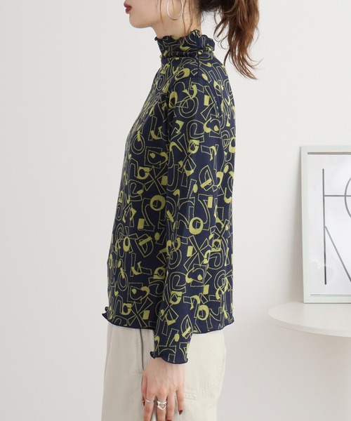 tシャツ BRODIAEA リバーシブル総柄ボトルネックプルオーバー レディース tシャツ BRODIAEA リバーシブル総柄ボトルネックプルオーバー