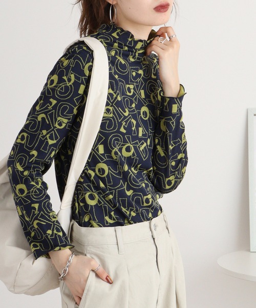 tシャツ BRODIAEA リバーシブル総柄ボトルネックプルオーバー レディース セール】BRODIAEA リバーシブル総柄ボトルネックプルオーバー（T