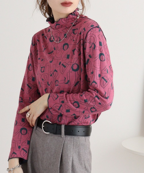BRODIAEA(ブローディア)の「BRODIAEA リバーシブル総柄ボトルネックプルオーバー(Tシャツ/カットソー・レディース・ブルーグリーン/ネイビー/ブラック・40)」の7枚目の写真