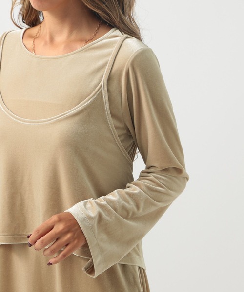 BAYFLOW（ベイフロー）の「[トレンドのベロア生地]キャミレイヤードベロアワンピース（ワンピース・レディース・ベージュ/カーキ・FREE）」の20枚目の写真