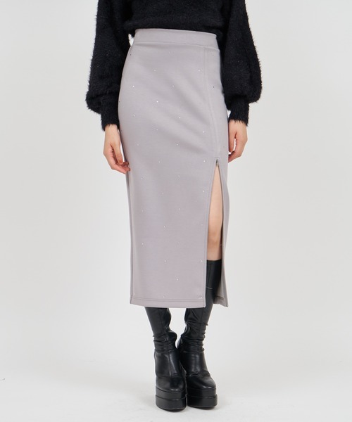 ROYAL PARTY（ロイヤルパーティー）の「ラインストーン付カットタイトスカート（スカート・レディース・ブラック/ボルドー/ライトグレー・FREE）」の17枚目の写真