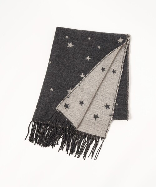 BEAMS HEART(ビームスハート)の「スター柄 ジャカード ストール(マフラー・レディース・ネイビー/チャコールグレー・ONE SIZE)」の5枚目の写真