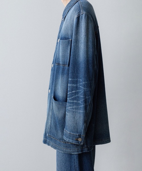 VEIN (ヴェイン)の「サテンデニム カバーオールJKT / SATIN DENIM COVERALLS JKT(デニムジャケット・メンズ・ネイビー・3/2/1)」の15枚目の写真