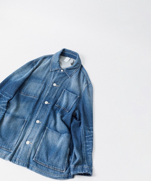 VEIN (ヴェイン)の「サテンデニム カバーオールJKT / SATIN DENIM COVERALLS JKT(デニムジャケット・メンズ・ネイビー・3/2/1)」の12枚目の写真
