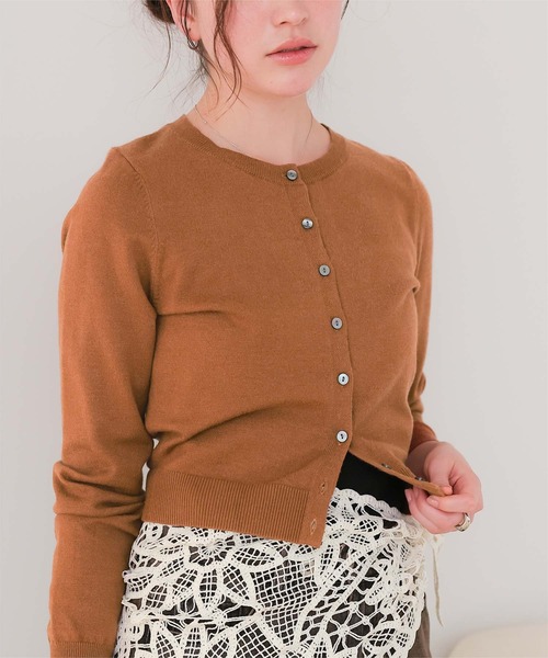 セール】クルーネックニットカーディガン/トップス（カーディガン