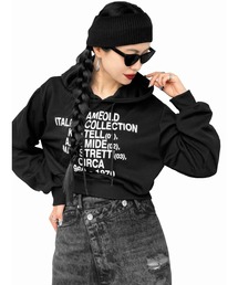 LVEU. | 【LVEU.】グラフィックプリントフーディー(Ai select) / トップス プルオーバー カットソー パーカー クロップド ショート プリント フーディー フード ブラック ホワイト(パーカー)