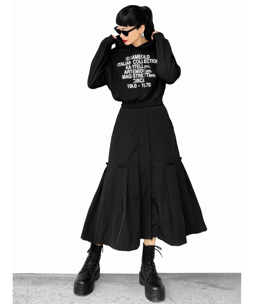 LVEU.（ラブユ.）の「【LVEU.】グラフィックプリントフーディー(Ai select) / トップス プルオーバー カットソー パーカー クロップド ショート プリント フーディー フード ブラック ホワイト（パーカー・レディース・ブラック/ホワイト・FREE）」の18枚目の写真