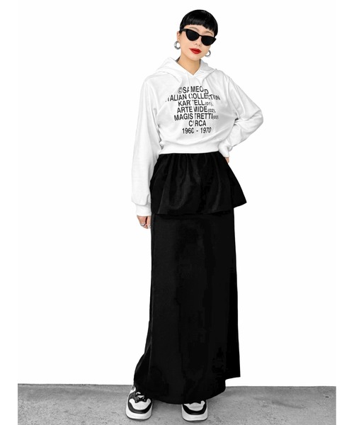 LVEU.（ラブユ.）の「【LVEU.】グラフィックプリントフーディー(Ai select) / トップス プルオーバー カットソー パーカー クロップド ショート プリント フーディー フード ブラック ホワイト（パーカー・レディース・ブラック/ホワイト・FREE）」の10枚目の写真