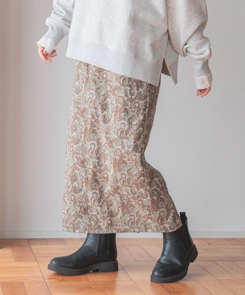 studio CLIP（スタディオクリップ）の「フラワージャガードスカート（スカート・レディース・ブラウン/カーキ・LARGE/MEDIUM）」の14枚目の写真