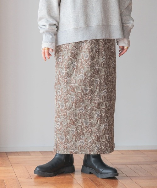 studio CLIP（スタディオクリップ）の「フラワージャガードスカート（スカート・レディース・ブラウン/カーキ・LARGE/MEDIUM）」の15枚目の写真