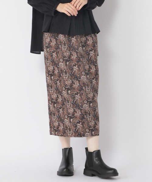 studio CLIP（スタディオクリップ）の「フラワージャガードスカート（スカート・レディース・ブラウン/カーキ・LARGE/MEDIUM）」の6枚目の写真