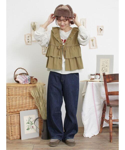 Samansa Mos2（サマンサ モスモス）の「【保湿加工】裏毛サガラ刺繍スウェット（Tシャツ/カットソー・レディース・ネイビー/グレー/ピンク/グリーン・F）」の9枚目の写真