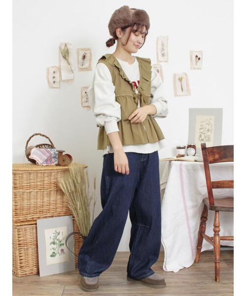 Samansa Mos2（サマンサ モスモス）の「【保湿加工】裏毛サガラ刺繍スウェット（Tシャツ/カットソー・レディース・ネイビー/グレー/ピンク/グリーン・F）」の10枚目の写真