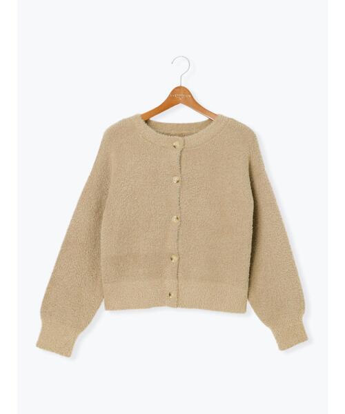 Lugnoncure（ルノンキュール）の「前後2WAYクルーネックフェザーカーディガン（カーディガン/ボレロ・レディース・オフホワイト/ラベンダー/ベージュ/チャコールグレー・F）」の9枚目の写真